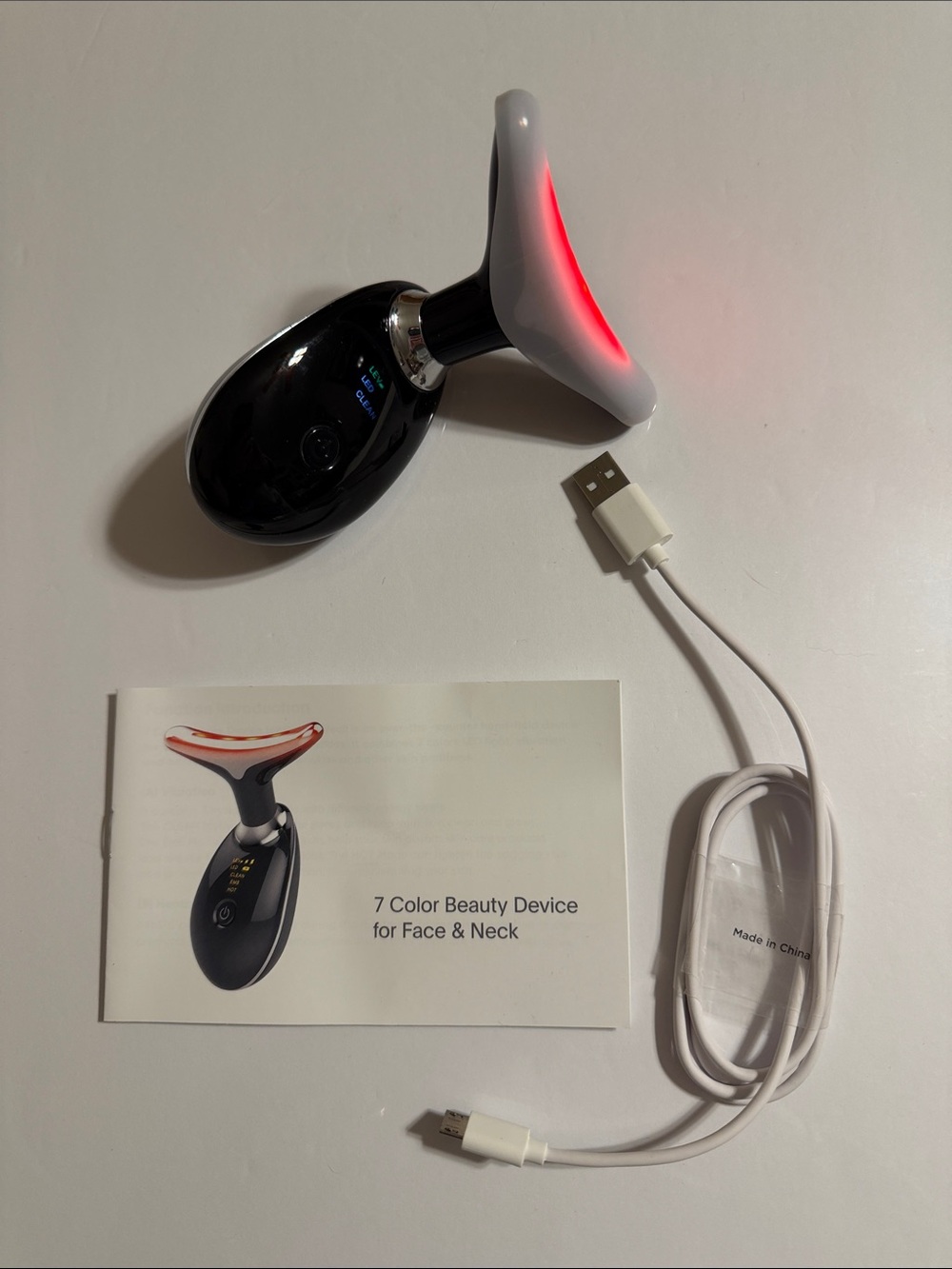 LED Face & Neck Beauty Device - White/Black - Unbranded. Never Used. No Box